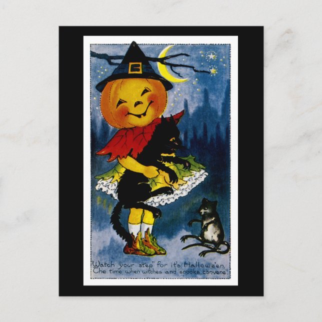 Jack o'Lantern Hexe Postkarte (Vorderseite)