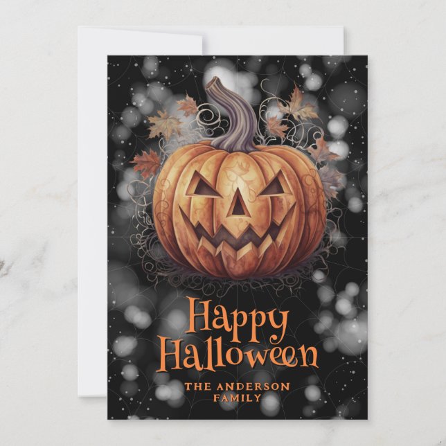 Jack O'Lantern Spooky Halloween Card Feiertagskarte (Vorderseite)