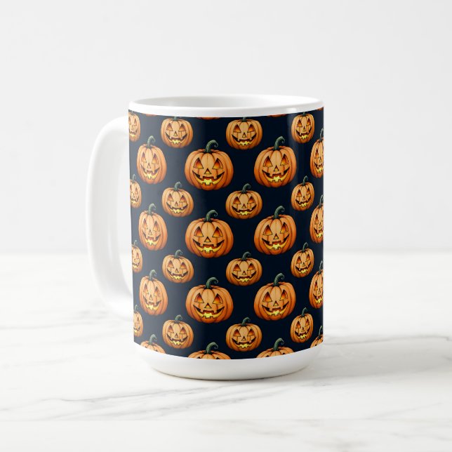 Jack o'Lanterns auf schwarz Kaffeetasse (Vorderseite Links)