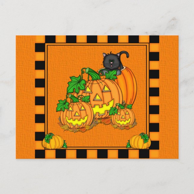 Jack O'Lanterns Halloween Postkarte (Vorderseite)