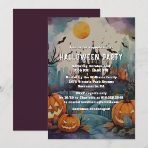 Jack O'Lanterns Spuk Mansion Halloween-Party Einladung