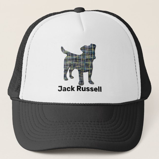 Jack/Parson Russell Terrier Dog Silhouette Grid Truckerkappe (Vorderseite)