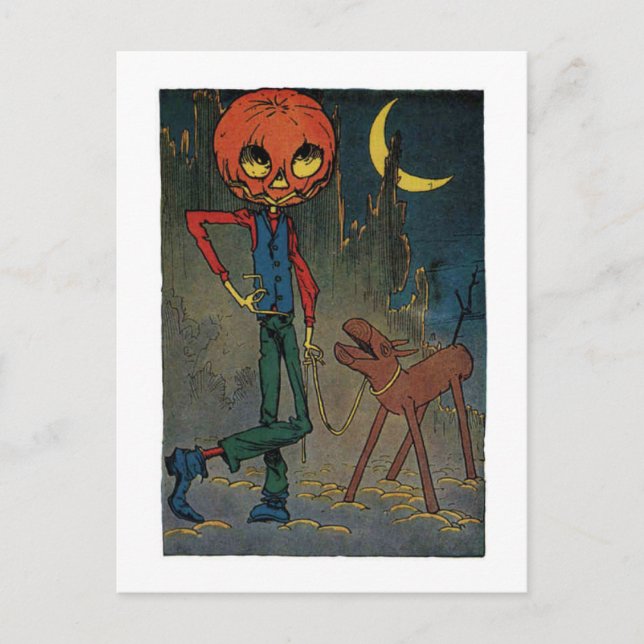 Jack Pumpkinhead mit einem Sägebock Postkarte (Vorderseite)