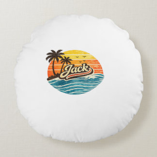 Jack Retro Sunset Name Design Rundes Kissen