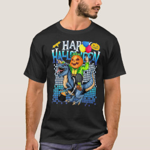 Jack Riding Trex Dino Jurassic Halloween Pumpkin C T-Shirt