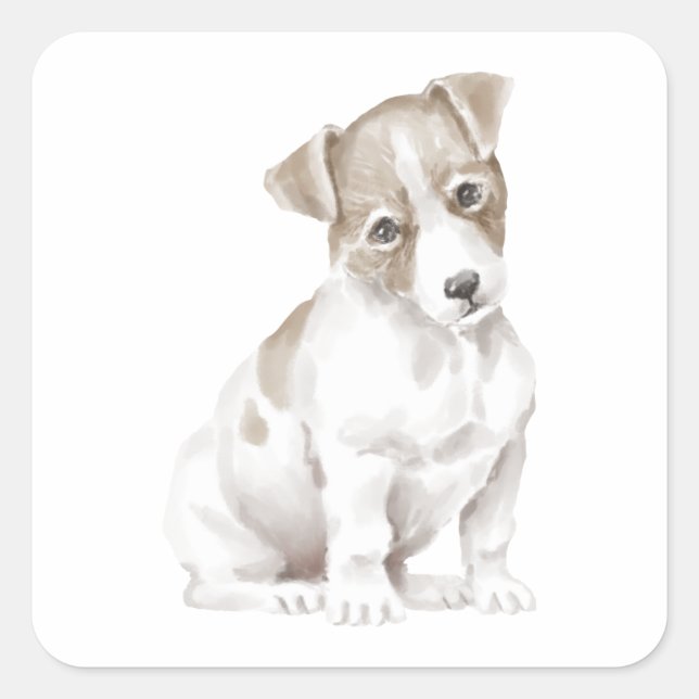 Jack Russel 3 Quadratischer Aufkleber (Vorderseite)