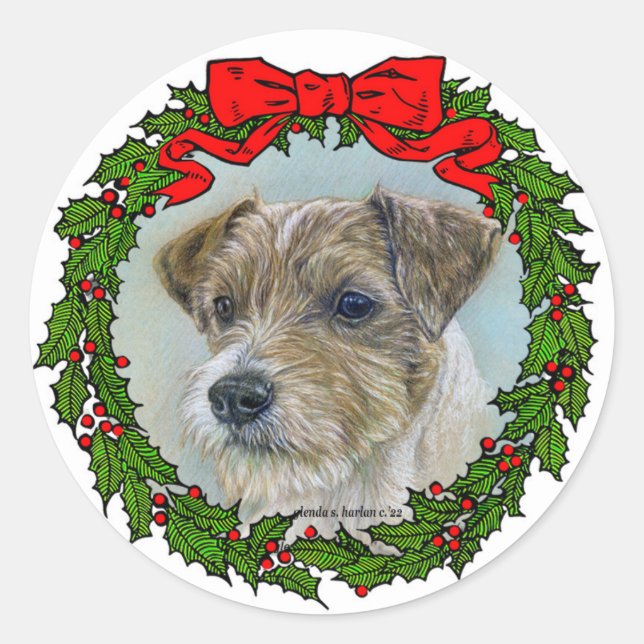 Jack Russel Dog Weihnachten Runder Aufkleber (Vorderseite)
