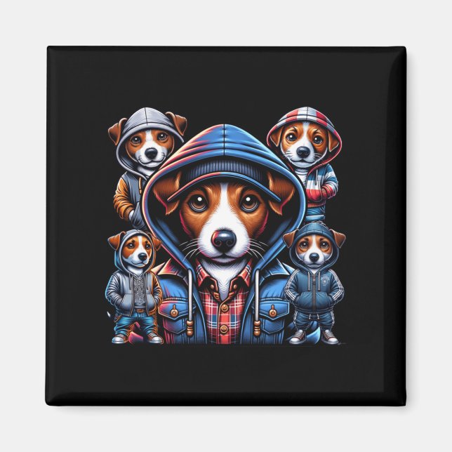 Jack Russel Gangster Hunde Magnet (Vorne)