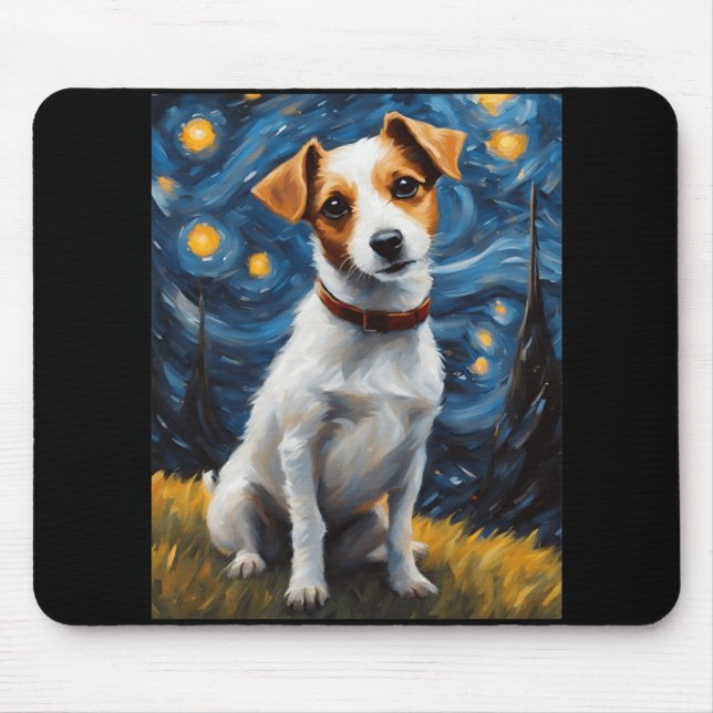 Jack Russel mit Collar Painting Print Mousepad (Vorne)