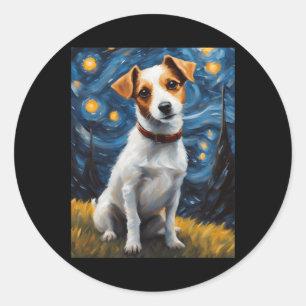 Jack Russel mit Collar Painting Print Runder Aufkleber