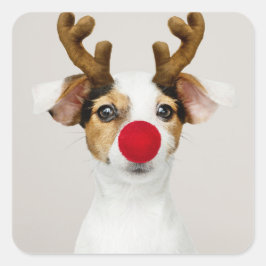 JACK RUSSEL TERRIER ALS RINDEERKLEBER QUADRATISCHER AUFKLEBER