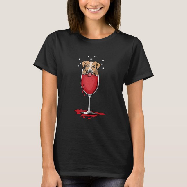 Jack Russel Terrier Betrunken im Weinkeller T-Shirt (Vorderseite)