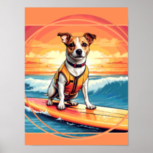 Jack Russel Terrier Surfen Poster