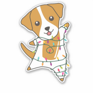Jack Russel Weihnachtshund Wintertiere Hunde Aufkleber