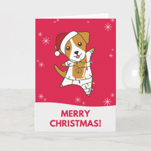 Jack Russel Weihnachtshund Wintertiere Hunde Karte