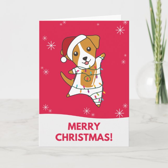 Jack Russel Weihnachtshunde Wintertiere Hunde Kart Karte (Vorderseite)