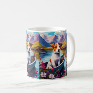 Jack Russell auf einem Paddel: Ein landschaftliche Kaffeetasse