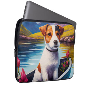 Jack Russell auf einem Paddel: Ein landschaftliche Laptopschutzhülle
