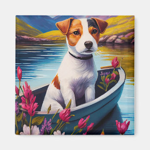 Jack Russell auf einem Paddel: Ein landschaftliche Magnet