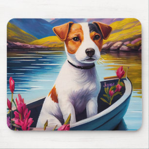 Jack Russell auf einem Paddle: Ein Landschaftliche Mousepad