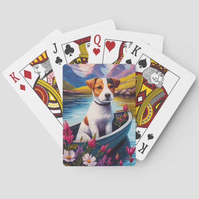 Jack Russell auf einem Paddle: Ein Landschaftliche Spielkarten (Rückseite)