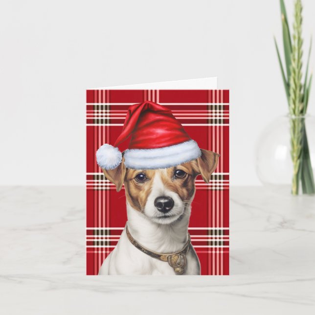 Jack Russell Christmas Dog Karierte Weihnachten (Vorderseite)