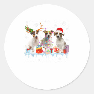 Jack Russell Christmas Light Reindeer Sa Runder Aufkleber