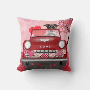 Jack Russell Dog Car mit Herz Valentin Kissen