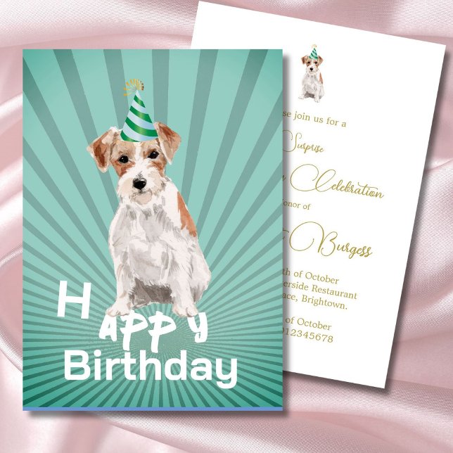 Jack Russell Dog Happy Birthday Party Einladung (Von Creator hochgeladen)