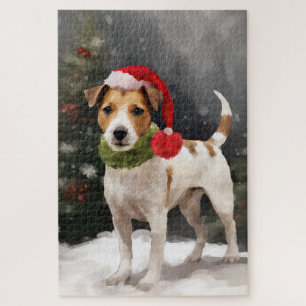 Jack Russell Dog in Schnee Weihnachten