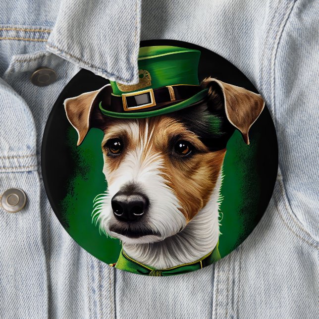 Jack Russell Dog in St. Patrick's Day Dress Button (Beispiel)