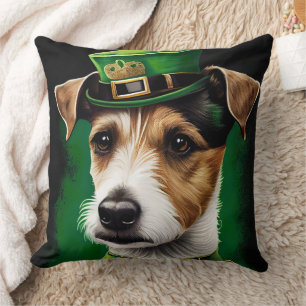Jack Russell Dog in St. Patrick's Day Dress Kissen