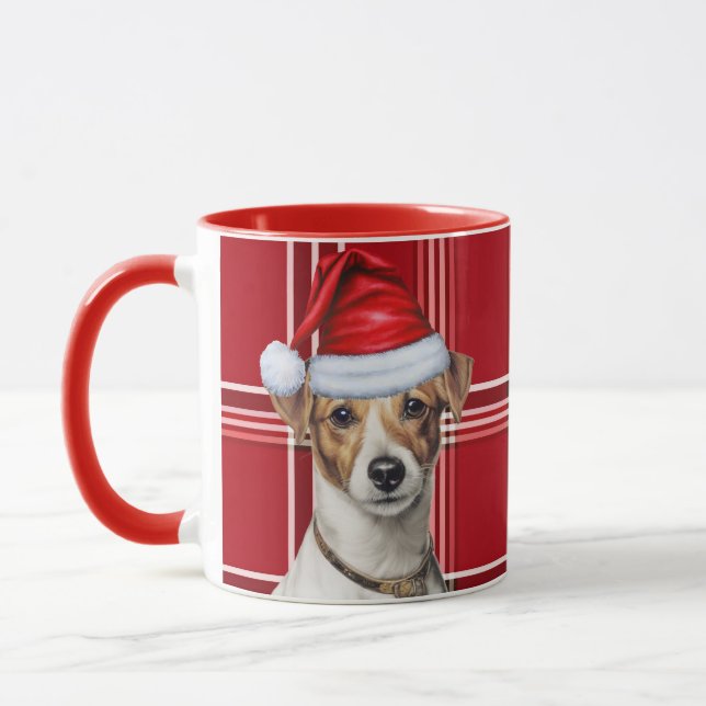 Jack Russell Dog Lover Holiday Kariert Weihnachten Tasse (Links)