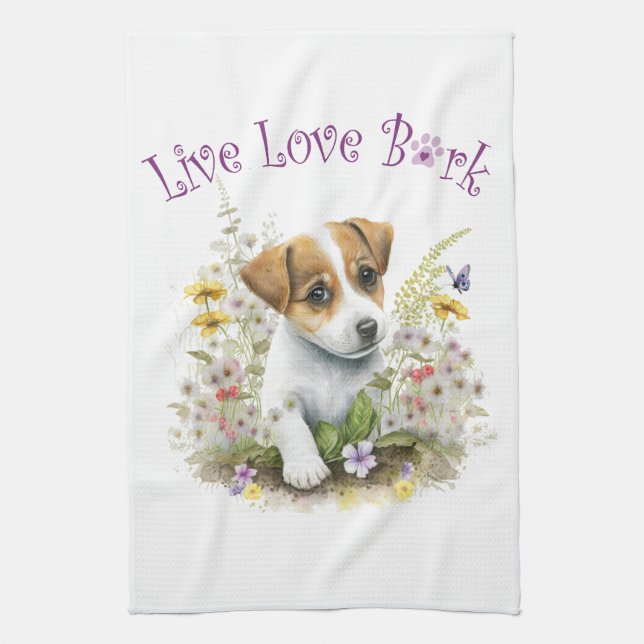 Jack Russell Dog Mama Floral Geschirrtuch (Vertikal)