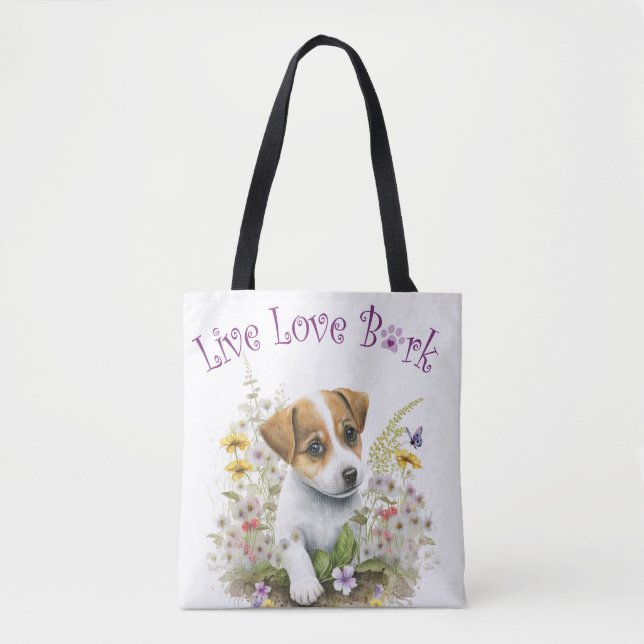 Jack Russell Dog Mama Floral Tasche (Vorderseite)