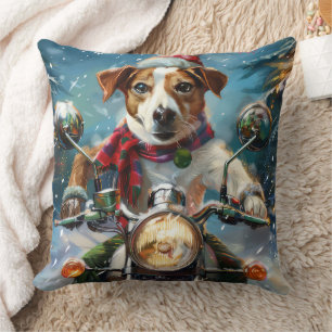 Jack Russell Dog Riding Motorrad Weihnachten Kissen