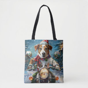 Jack Russell Dog Riding Motorrad Weihnachten Tasche