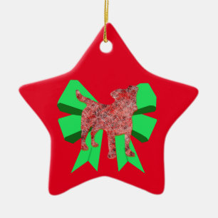 Jack Russell Dog Silhouette Grün Bucht Weihnachten Keramik Ornament