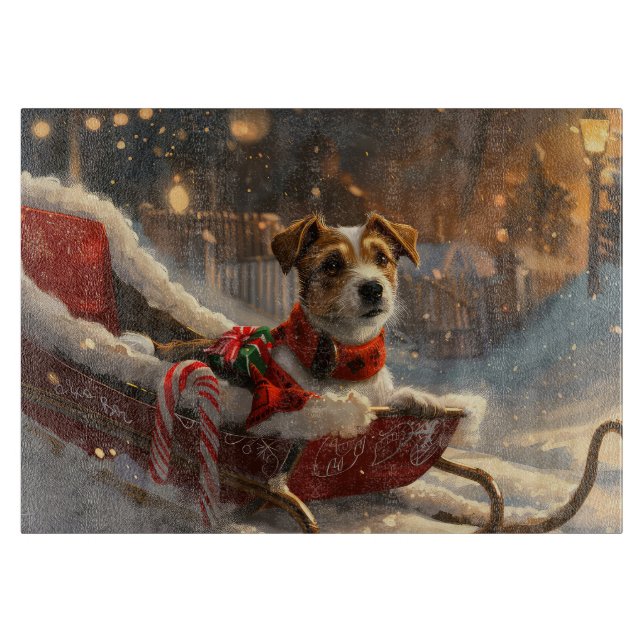 Jack Russell Dog Weihnachtsfest Schneidebrett (Vorderseite)