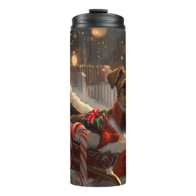 Jack Russell Dog Weihnachtsfest Thermosbecher (Vorderseite)