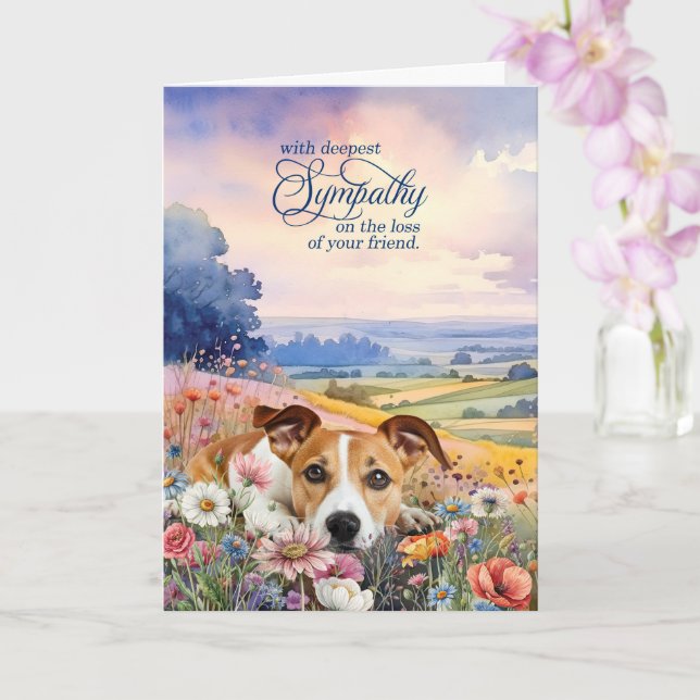 Jack Russell Dog with Wildflowers Pet Sympathy Karte (Orchidee)