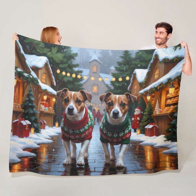 Jack Russell Dogs Christmas Snow Holiday Fleecedecke (Beispiel)