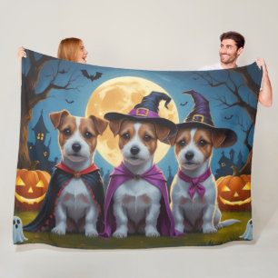 Jack Russell Dogs Pumpkin Halloween Funny Fleecedecke