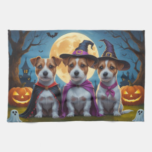 Jack Russell Dogs Pumpkin Halloween Funny Geschirrtuch