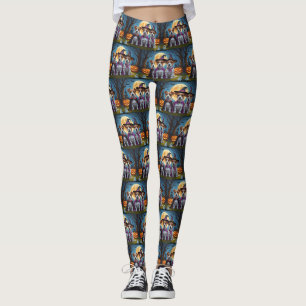 Jack Russell Dogs Pumpkin Halloween Funny Leggings