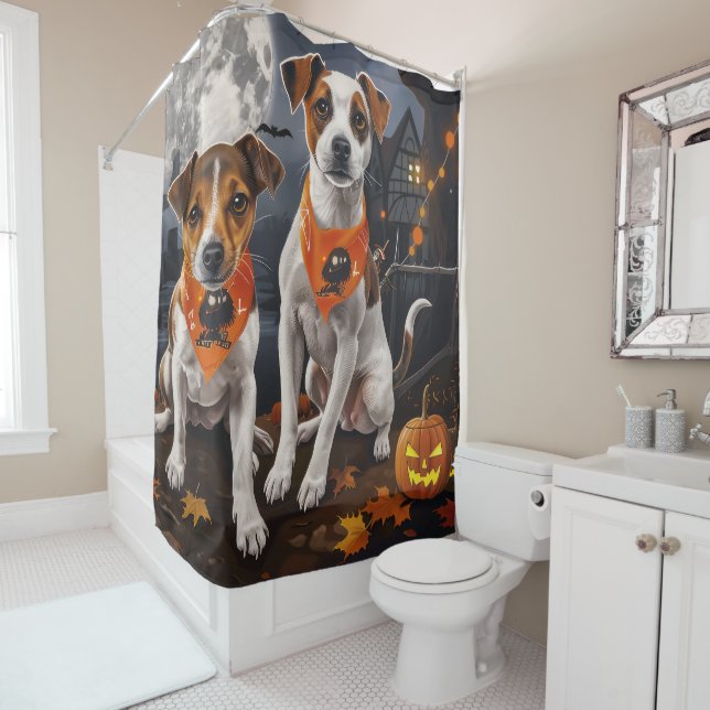 Jack Russell Halloween Spooky Duschvorhang (Beispiel)