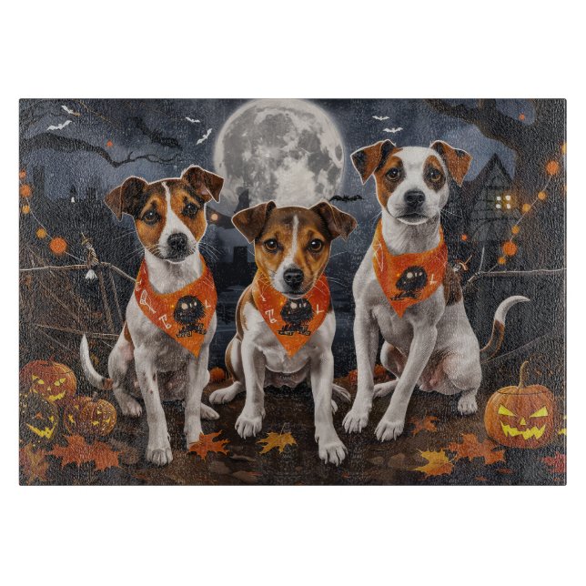 Jack Russell Halloween Spooky Schneidebrett (Vorderseite)