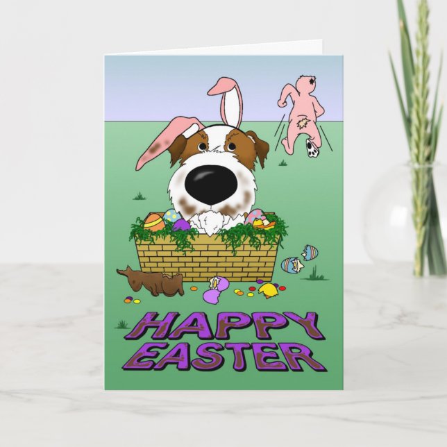 Jack Russell Happy Oaster Card Feiertagskarte (Vorderseite)