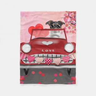 Jack Russell Hund Auto fahren Valentinstag Fleecedecke