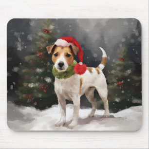 Jack Russell Hund im Schnee Weihnachten Mousepad